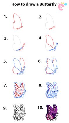 how to draw a butterfly step by step for kids with pictures and instructions on the back