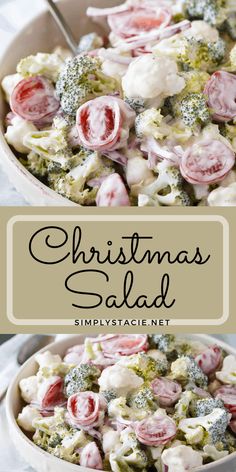 christmas salad with broccoli, cauliflower and tomatoes