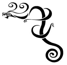 a black and white drawing of a snake with swirls on it's tail