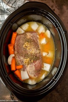 the meat and vegetables are being cooked in the slow cooker to make it easier for people to cook