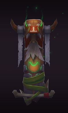 an image of a character from league of lol with horns and glowing eyes, standing in front of a dark background