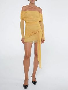 Gemma Off Shoulder Backless Mini Dress - Fashion Pov Luxury One-shoulder Mini Dress For Summer, Yellow Party Dress Bodycon, Luxury Mini Off-shoulder Dress For Spring, Sarong Style, Party Dress Elegant, Club Party Dress, Elegant Mini Dress, Club Party Dresses, Long Midi Dress