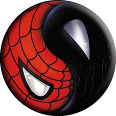 a red and black spider - man face on a white background