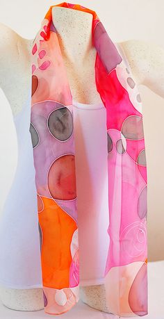 Handmade Pink Silk Scarves, Handmade Pink Silk Scarf, Handmade Artful Silk Scarves, Artsy Silk Scarf As Gift, Handmade Multicolor Silk Scarf, Handmade Multicolor Silk Scarves, Handmade Silk Scarf As Summer Gift, Handmade Silk Scarf Summer Gift, Handmade Silk Scarves For Summer