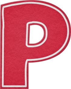 the letter p is shown in red and white