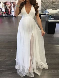 Backless Prom Dress, Cute Maternity Outfits, Deep V Neck Dress, Stylish Maternity Outfits, Baby Shower Dresses