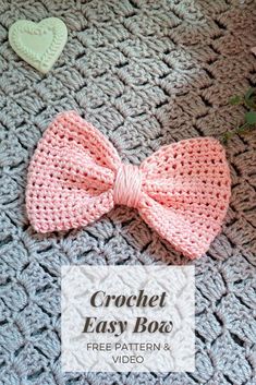 crochet easy bow free pattern and video