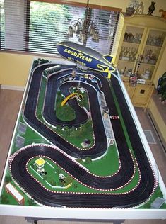 a toy train set sitting on top of a table