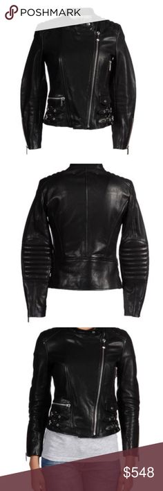 Black Leather Motorcycle Jacket _ Barbara Bui NWOT Perfect condition! Never used! Bold and chic motorcycle jacket from Barbara Bui!  Measurements:  .Shoulders seam to seam: 37cm / 14.56in .Sleeve (shoulder seam to cuff): 55cm / 21.65in .Armpits seam to seam: 44cm / 17.32in .Waist: 40cm / 15.75in Barbara Bui Jackets & Coats Fitted Luxury Black Biker Jacket, Luxury Fitted Black Biker Jacket, Fitted Moto Leather Jacket For Work, Elegant Fitted Black Biker Jacket, Designer Fitted Black Biker Jacket, Designer Black Fitted Biker Jacket, Classic Formal Biker Jacket, Designer Black Biker Jacket For Work, Formal Black Biker Jacket