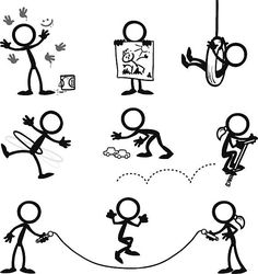 cartoon stick figures with different poses and gestures