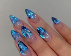 Dream/pinknails/reflectivenails/valentinenails - Etsy ليلو وستيتش, Beauty Nails Design, Her Nails, Nails Polish, Glass Nails, Gem Nails, Fancy Nails, Chic Nails, Dope Nails