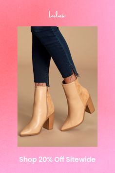 The Essex Light Nude Mid-Calf Booties are so cute, you'll want to pair them with every outfit! Soft, vegan leather shapes a pointed toe upper, and rises into a fitted, 8"" shaft with a 9.5"" circumference and a zipper at instep, and contrasting vegan suede heel. Pair these essential boots with a mini skirt for a chic look! 3. 75" stacked wood-look block heel. Lightly cushioned insole. Felted rubber sole has nonskid markings. All vegan friendly, man made materials. Imported. Lulus | Essex Light Nude Mid-Calf Booties | Beige | Vegan Friendly. Trendy Pointed Toe Faux Leather Heels, Trendy Spring Boots With 4-inch Heel, Trendy 4-inch Heeled Boots For Spring, Trendy Faux Leather Heels For Fall, Spring Faux Leather High Heel Boots, Spring Faux Leather Boots With 4-inch Heel, Spring Faux Leather High Heeled Boots, Trendy Faux Leather Heeled Boots For Spring, Trendy Pointed Toe Heeled Boots Medium Width