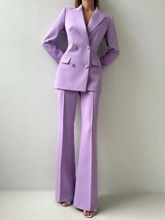 Lasaky - Timeless High-Waisted Plain Fashion Trousers Purple Business Outfit, Graduation Suits For Women, Graduation Suit, Plain Fashion, Graduation Suits, Fashion Trousers, Pant Suits For Women, Briefcase Women, Purple Suits