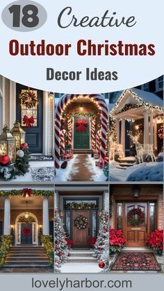 Christmas decorations are the perfect way to share the holiday spirit with people around you. From twinkling lights to creative displays, these 50 outdoor christmas decor ideas will help you transform your home into a merry and bright haven. Let’s et started! #ChristmasDecor #HolidayHome #FestiveVibes #DeckTheHalls #christmasdecoration #merryhome #merrychristmas #WinterWonderland #ChristmasVibes New Years Outdoor Decorations, Festive Wreaths, Outdoor Christmas Decoration Ideas, Outdoor Christmas Decor Ideas, Lobby Ideas, Christmas Decor Trends, Outdoor Christmas Decor