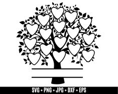 a tree with hearts on it and the words svg png - jpp - dxf - eps