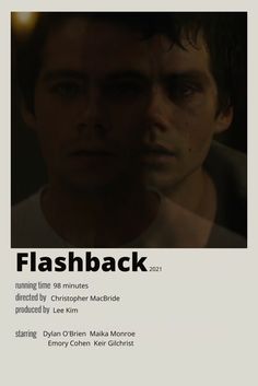 a movie poster with a man staring at the camera and an ad for flashback