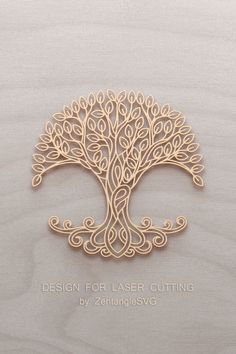 the laser cut logo is designed to look like a tree