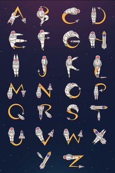 the alphabet is made up of space shuttles