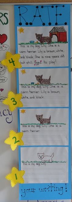 Sample writing rubric... very visual for little learners Classroom Language, Kindergarten Writing