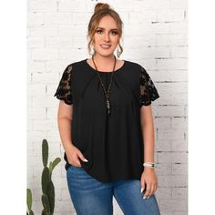 New Shein Emery Rose Plus Embroidery Mesh Top Size 1xl Color Black Description Color: Black Style: Elegant Pattern Type: Floral Details: Contrast Lace, Embroidery, Scallop Type: Top Neckline: Round Neck Sleeve Length: Short Sleeve Sleeve Type: Regular Sleeve Length: Regular Fit Type: Regular Fit Fabric: Non-Stretch Material: Fabric Composition: 66% Polyester, 34% Polyamide New Still In Plastic Packaging. Offers Welcome! Dip Hem Top, Summer Plus Size, Color Block Top, Leopard Print Top, Overlay Dress, Fabric Floral, Plus Size Top, Floral Print Tops, Shein Tops