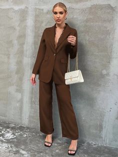 Women's Elegant Tops, Dresses | Shop By Occasion | SHEIN USA Tailored Pants Women, Elegant Fashion Outfits, Elegant Tops, Single Button Blazer, Lace Insert, Tailored Pants, Hot Outfits, Tailored Trousers, Elegant Outfit