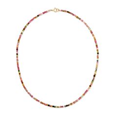 Get into the summer spirit with the Endless Summer Coral Reef Necklace! This vibrant piece features juicy watermelon tourmaline stones and gold fill beads, showcasing shades of green, pink, yellow, and orange. Inspired by the colorful sights of a bustling coral reef, this necklace is a playful addition to any outfit. Each piece is handmade in sunny Los Angeles, adding a touch of California cool to your look. One-of-a-kind with natural bead variations, these necklaces also come with a removable 2 Multicolor Tourmaline Gemstone Beads Necklaces, Bohemian Multicolor Tourmaline Necklaces, Multicolor Beaded Tourmaline Jewelry, Pink Tourmaline Necklaces With Round Beads, Multicolor Tourmaline Beaded Jewelry, Pink Tourmaline Beaded Necklaces, Handmade Multicolor Tourmaline Necklaces, Multicolor Tourmaline Beaded Necklace With Faceted Beads, Multicolor Tourmaline Faceted Beads Necklace