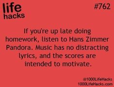 a pink poster with the words if you're late doing homework, listen to hans zimmer