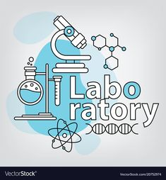 lab laboratory logo with microscope and flask