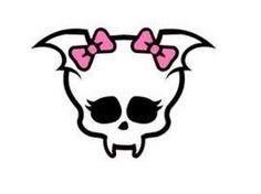 a skull with pink bows on it's head