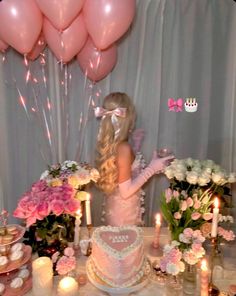 30 Pink Birthday, Pink Party Decorations Aesthetic, Aesthetic Decoration For Birthday, Sweet 16 Color Ideas, 17 Birthday Decor, 12 Birthday Ideas Girl, 21 Bday Theme Ideas, Sweet 16 Birthday Decorations, 17 Birthday Ideas Decoration