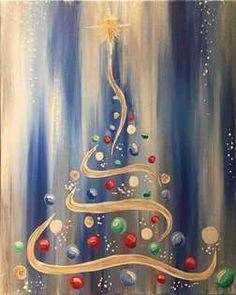 a painting of a christmas tree made out of buttons