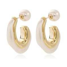 PRICES MAY VARY. PEARL HOOP EARRINGS FOR WOMEN: Our gold chunky pearl hoop earrings exude timeless elegance with their classic design and luxurious appeal. The combination of pearls and geometric shape creates a truly captivating and sophisticated look. CHUNKY GOLD HOOP EARRINGS: These earrings effortlessly complement various outfits and styles. Whether you're dressing up for a black-tie event, a romantic dinner, or adding a touch of glamour to your everyday attire, these earrings are the perfec White Hoop Pearl Earrings For Formal Events, White Hoop Pearl Earrings For Formal Occasions, White Pearl Hoop Earrings For Formal Events, Wedding Metal Pearl Earrings For Pierced Ears, White Hoop Bridal Earrings For Formal Occasions, Wedding Pearl Earrings For Pierced Ears, Pearl White Metal Earrings For Wedding, Pearl Wedding Earrings, Boho Drop Earrings