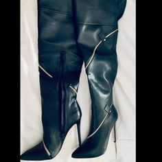 Never Worn Black Faux Leather Captains Boots. Size 8.5/9. Offers Welcomed Party Boots With Zipper Closure In Synthetic Material, Chic Synthetic Boots For Clubbing, Chic Synthetic Boots For Club, Party Boots With Zipper Closure, Black Faux Leather Heels With Zipper Closure, Chic Black Heeled Boots With Zipper Closure, Chic Black Heeled Boots With Zipper, Chic Black Heeled Boots For Club, Black Faux Leather Heeled Boots For Night Out