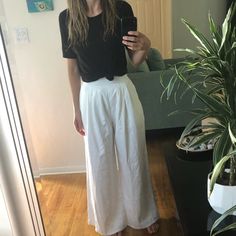 High Waisted, Wide Leg, Palazzo Pants With Shorts Underneath. Cute White Trousers! Breezy And Beautiful Nwt Brand: O. Vianca From Uo White Palazzo Pants, Wide Leg Palazzo Pants, White Trousers, Urban Outfitters Pants, White Jumpsuit, Palazzo Pants, Pant Jumpsuit, Urban Outfitters, Wide Leg