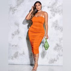 Orange Ruched Summer Dress Shein Never Worn Size: 1x/14 Very Lightweight For Hot Weather Or Vacations Summer Dress Shein, Bday Celebration, Dresses Orange, Shein Dress, Shein Dresses, Hot Weather, Color Orange, Summer Dress, Colorful Dresses