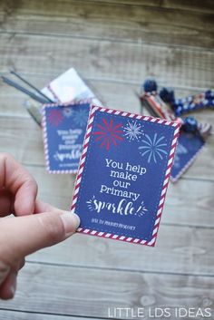 someone is holding up a card that says you help make primary sparkle