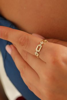 14k 18k 10k Solid Gold Diamond Chain Link Ring, Bridesmaid Gift for Her, Everyday Ring Fine Jewelry Our gold diamond rings are perfect choice for a Christmas, Mother's Day, valentine's day, birthday, wedding, anniversary, graduation, engagement, bridesmaid, and best friends gift. It's a good way to show appreciation to your mom, girlfriend, wife, grandmother, grandchildren, daughter, sister, best friend, boss or a co-worker. Also, a special treat just for yourself.   FEATURES * Solid Gold (real 14k Stamped Cubic Zirconia Jewelry For Promise Ring, Elegant Diamond Cut Chain Ring As Gift, Elegant Gold Chain Ring With Cubic Zirconia, 14k Gold Open Ring With Diamond Accents, Elegant 14k Gold Tarnish Resistant Diamond Ring, Elegant Gold Cubic Zirconia Chain Ring, 14k Gold Jewelry With Diamond Accents For Promise, 14k Gold Chain Ring With Diamond Accents, Silver 14k Gold Chain Ring With Diamond Accents