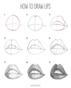 how to draw lips step by step instructions for beginners and advanced drawing students, including