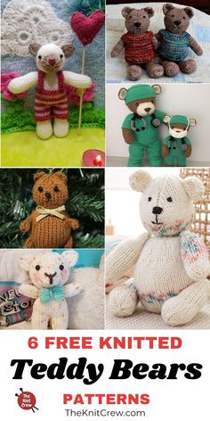 six free knitted teddy bears patterns