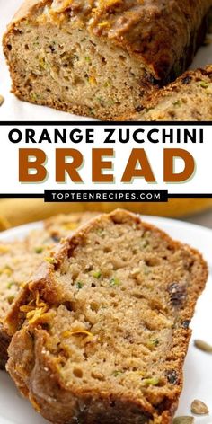 orange zucchini bread on a white plate