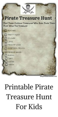 the printable pirate treasure hunt for kids