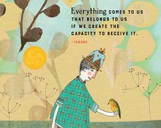 an illustration of a boy holding a bird in his hand with a quote on it