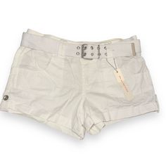 Nwt. Front Pockets. Cuffed Hem With Button Tabs. Buttoned Flapped Back Pockets. Button Zip Fly Closure. Wide Fabric Belt. 100% Cotton. 32” Waist X 9.5” Rise X 3.5” Inseam Cotton Beach Shorts With Buttons, Beach Cotton Shorts With Buttons, Beach Shorts With Buttons, Summer Shorts With Buttons, Casual White Jean Shorts With Belt Loops, Summer Cotton Shorts With Button Closure, Cotton Shorts With Buttons, Casual White Shorts With Button Closure, Shorts Cargo