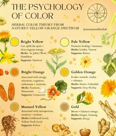 a poster with different types of flowers and plants on it's side, including the words