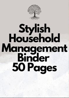 an advertisement for the stylish household management binder 50 pages, with trees on it