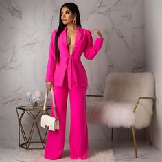 Womens Professional Suits, Hot Pink Blazers, Casual Professional, Womens Suits Business, Suit Pattern, Pink Suit, Business Pants, Women Formals, Professional Women