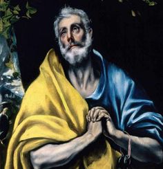 an oil painting of a man with a yellow blanket around his shoulders and hands on his chest