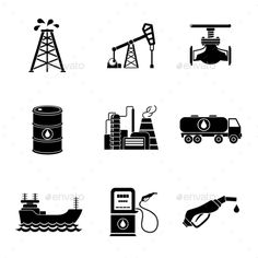 oil and gas icons set - miscellaneous symbols