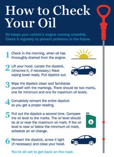 an info poster with instructions on how to check your oil and what to use it