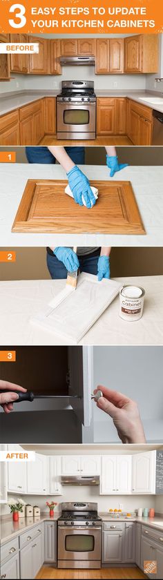 the steps in how to paint kitchen cabinets